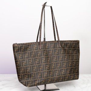 Authentic Fendi Zucca Canvas Roll Tote Bag